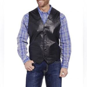 Cripple Creek Leather Vest Size LX Black